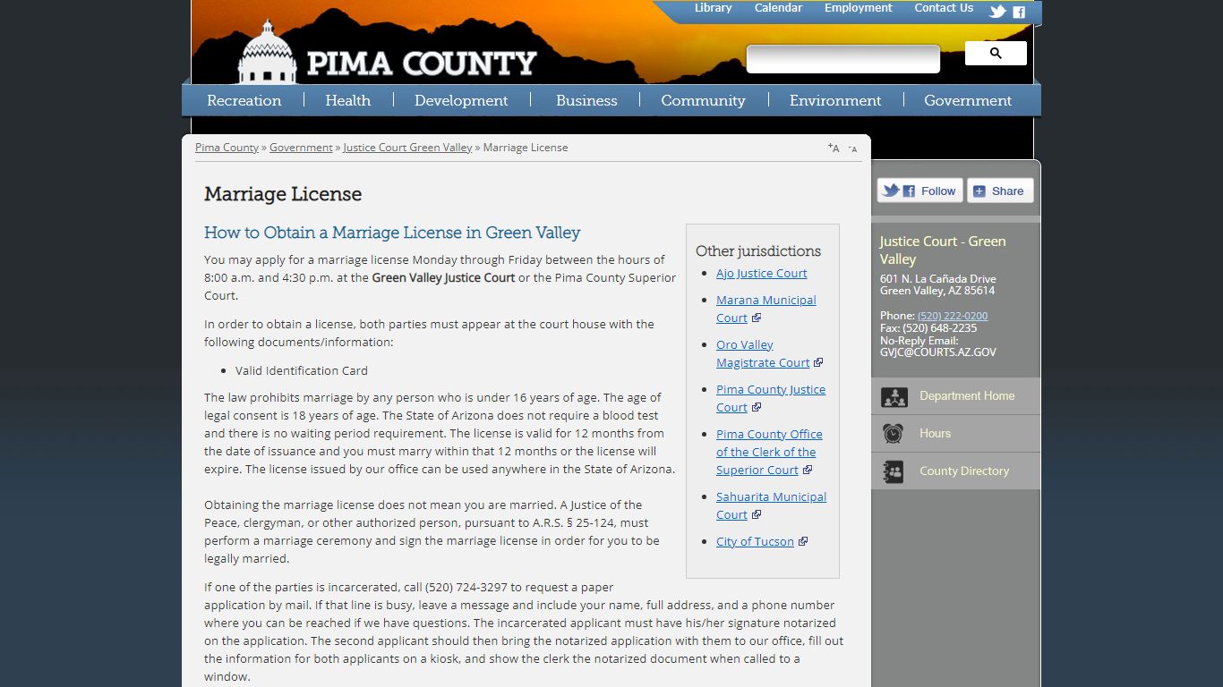 Marriage License - Pima County