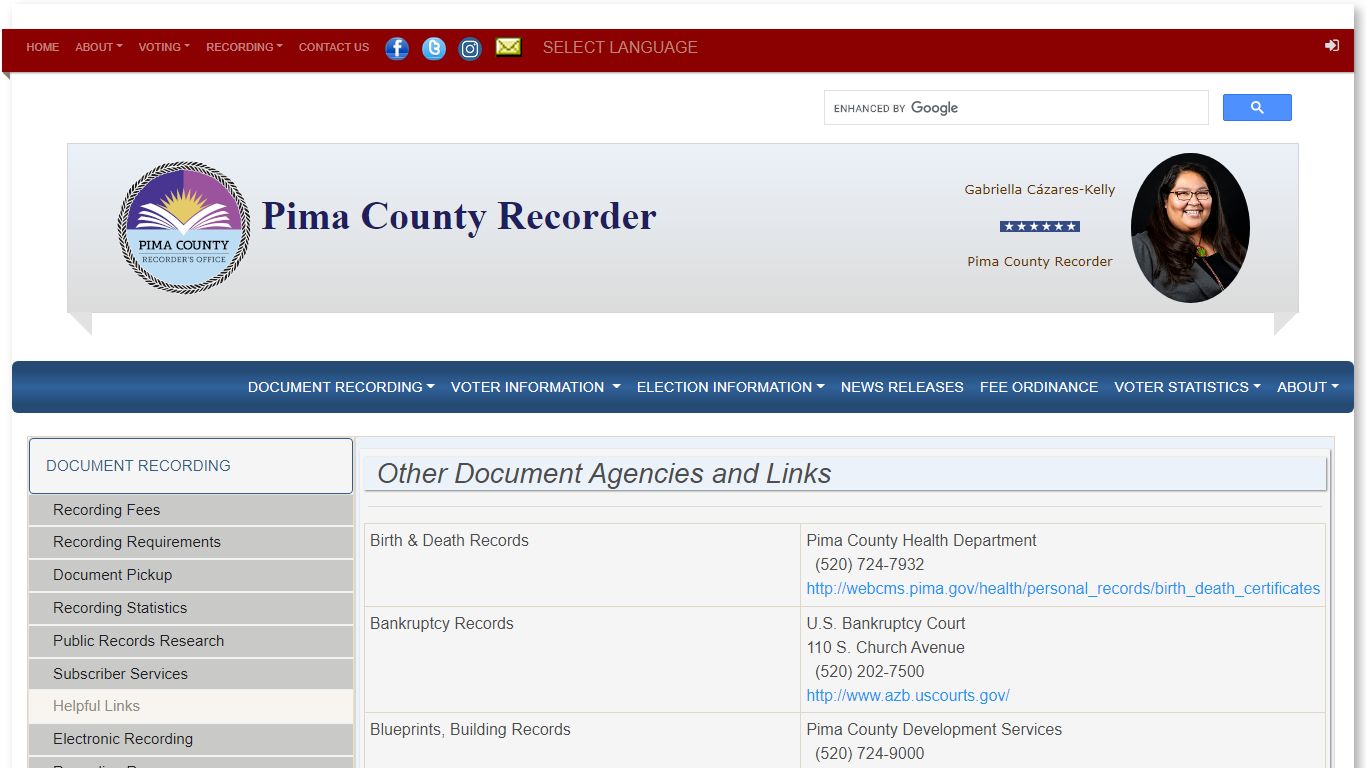 Pima County Recorder's Office - Document Links